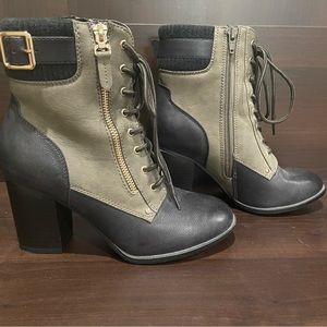Block heel combat boots